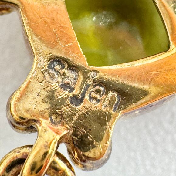 Sajen Jade Vermeil Gold Over 925 Sterling Silver Etruscan Style Drop Earrings - Picture 11 of 14